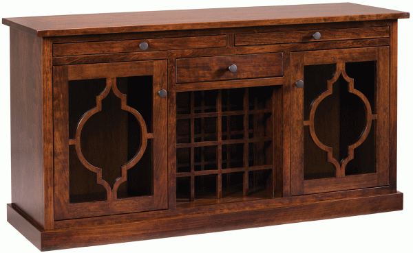 wooden wine cabinet with glass doors
