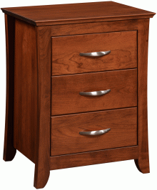 wooden nightstand with wide drawer handles