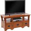wooden tv stand with open shelving
