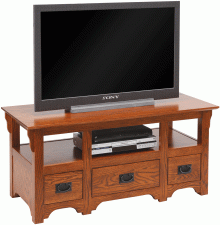 wooden tv stand with open shelving