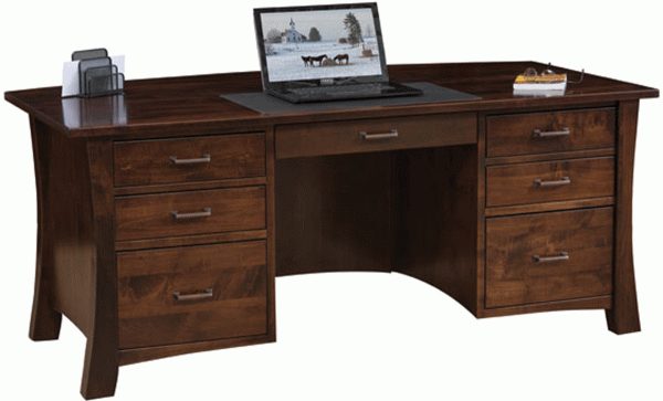 dark wooden desk with drawers on both sides