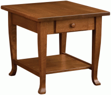 wooden nightstand with curved legs