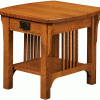 rounded wooden nightstand with rails
