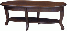 dark wooden rounded coffee table