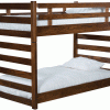 A wooden bunk bed