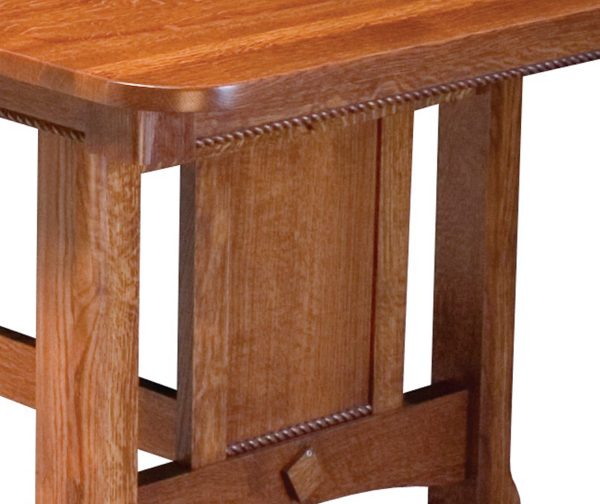 A wooden table leg
