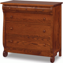 A wooden chest with 3 small drawers and 3 large drawers