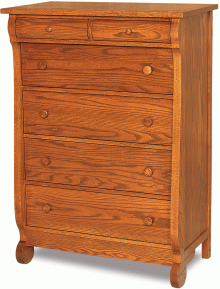 A wooden chest with 4 full drawers and 2 half drawers