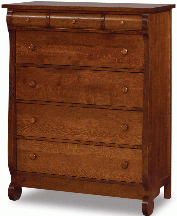 A wooden chest with 4 full drawers and 3 small drawers