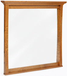 A mirror with a wooden frame