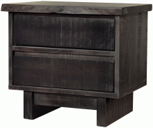 A small, dark wooden chest of 2 drawers