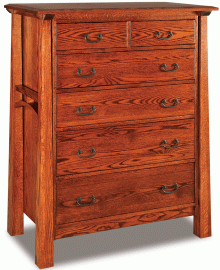 A wooden dresser with 4 full drawers and 2 half drawers