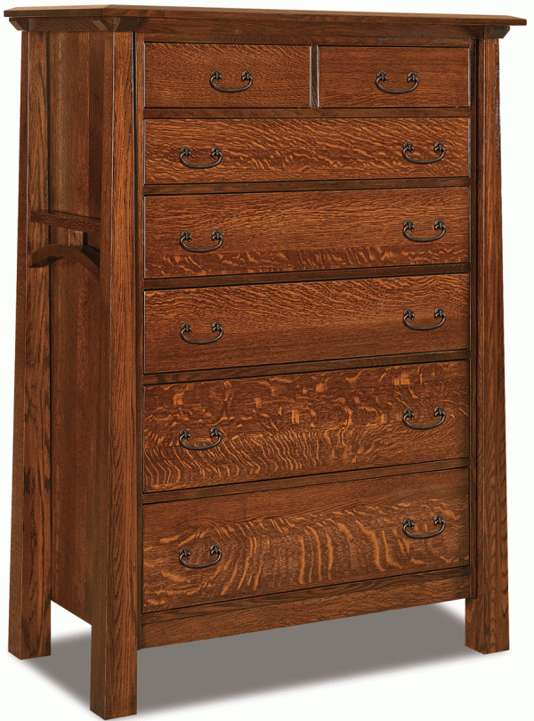 A dresser with 5 full drawers and 2 half drawers