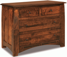 dark wooden dresser with 2 half drawers and 2 full drawers