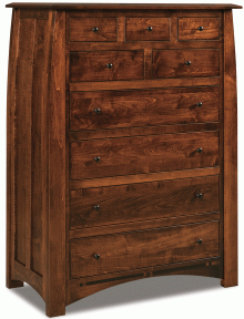 dark wooden dresser with 4 full drawers and 5 small drawers