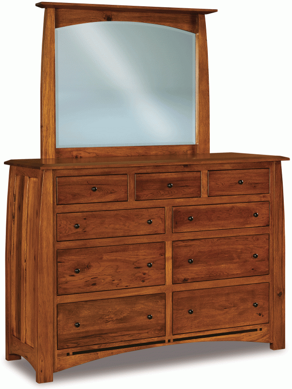 wooden dresser with drawers and a mirror