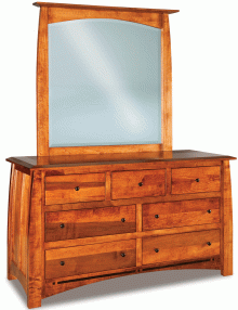 wooden dresser with 7 drawers and a mirror