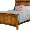 light wooden bed frame with mattress and pillows