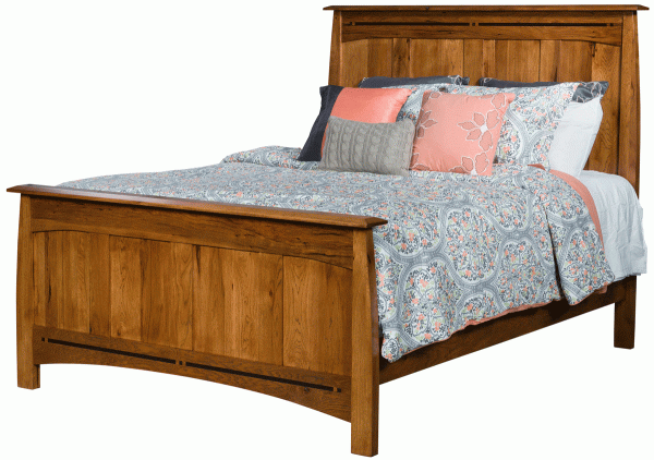 light wooden bed frame with mattress and pillows