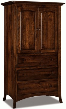 dark wooden dresser with doors and drawers