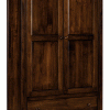 dark wooden cabinet with 2 large doors and 1 drawer
