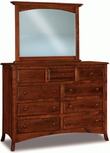 wooden dresser with a mirror and 9 drawers