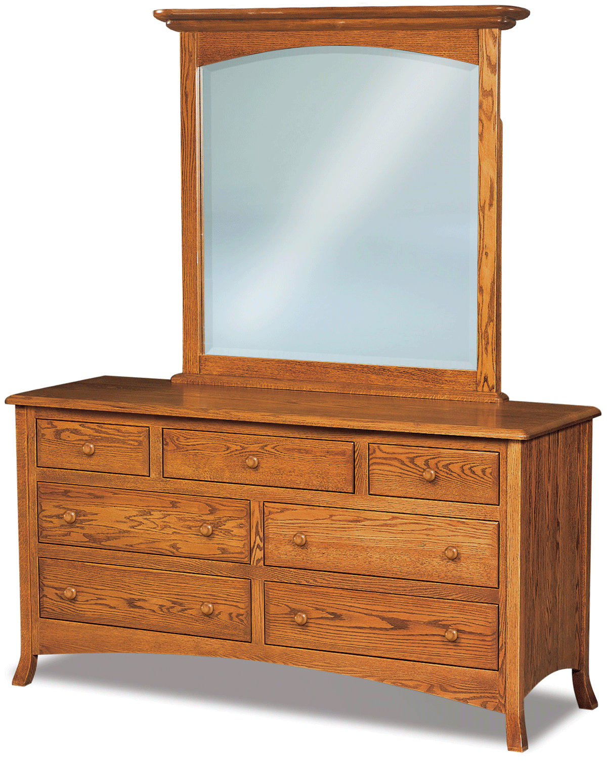 4415 light wooden dresser with drawers and a mirror