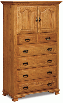 light brown wooden dresser with doors and drawers