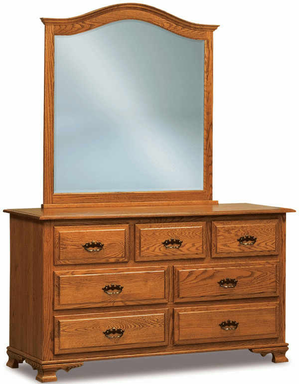 light wooden dresser with drawers and a mirror