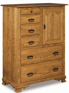 light brown wooden dresser with multiple drawers and 1 door