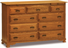 wooden dresser with 9 drawers