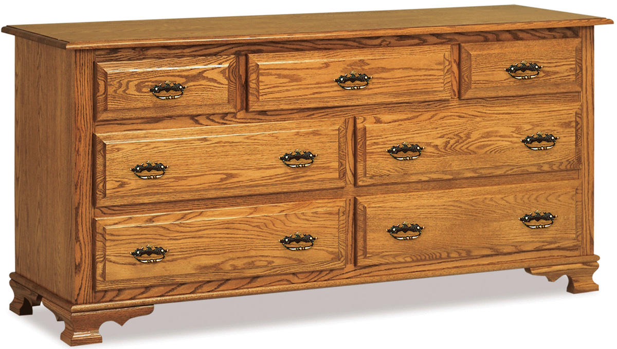 4475 light brown wooden dresser with 7 drawers