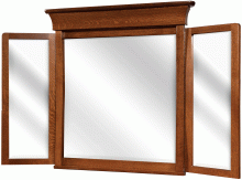 3-panel mirror in a wooden frame