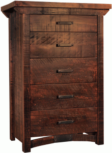 dark wooden dresser with 5 drawers