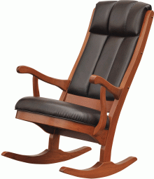 wooden rocking chair with black cushioning