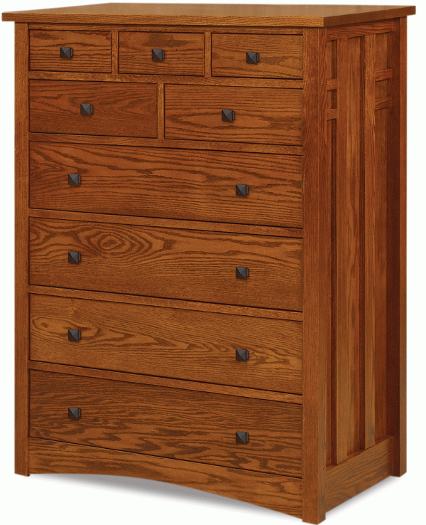 wooden dresser with 4 large drawers and 5 small drawers