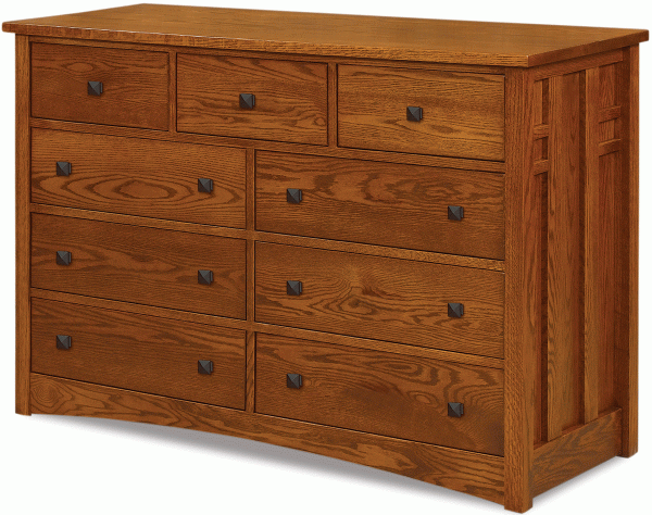 light wooden dresser with 9 drawers