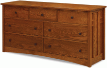 wooden dresser with 7 drawers