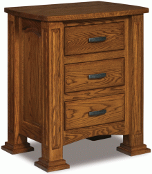 light brown wooden nightstand with 3 drawers