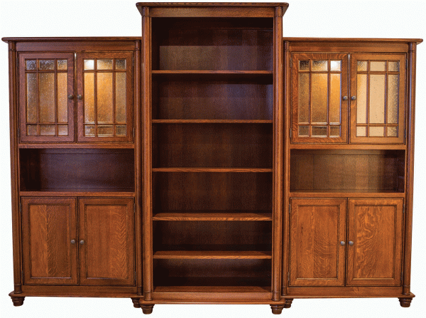 china cabinets and a bookcase positioned side by side