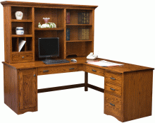 Amish Open Mission Corner Computer Desk with Hutch