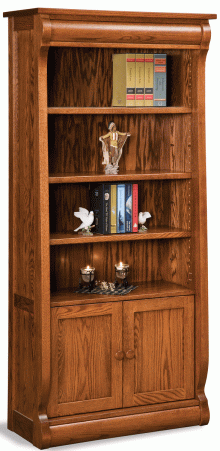 Amish Old Classic Sleigh Bookcase with Doors