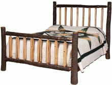 Amish Lumber Jack Shaved Spindle Bed in Hickory