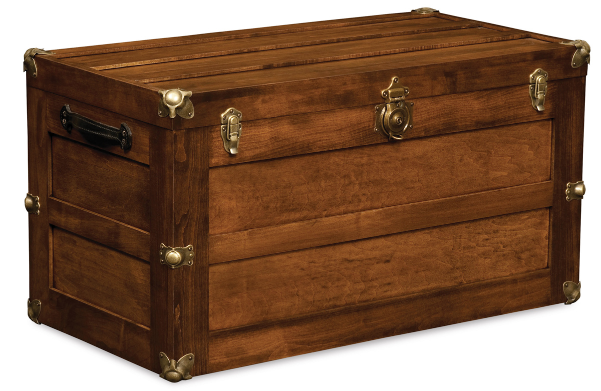 Rectangular trunk style hope chest with rounded lid