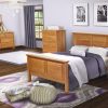 Amish bedroom furniture set with oak panel bed, dresser, chest, nightstand