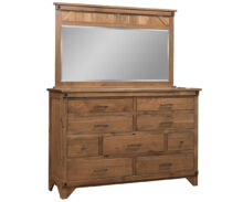 Amish Cambridge Nine Drawer Dresser with Paneled Mirror