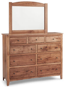 Amish Dover 9 Drawer Dresser with Mirror
