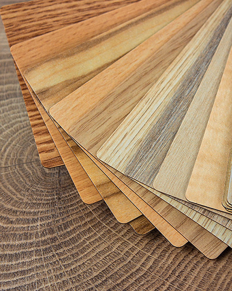 Wood stain samples for Amish furniture selection