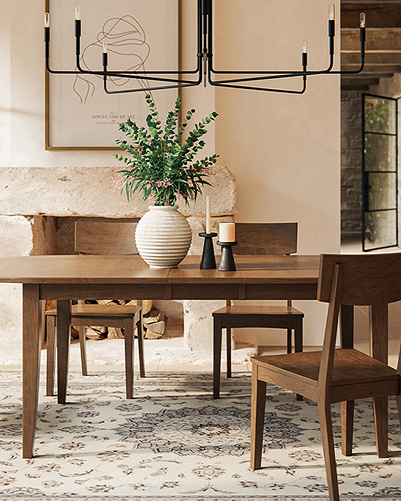 Amish dining room furniture with table and chairs